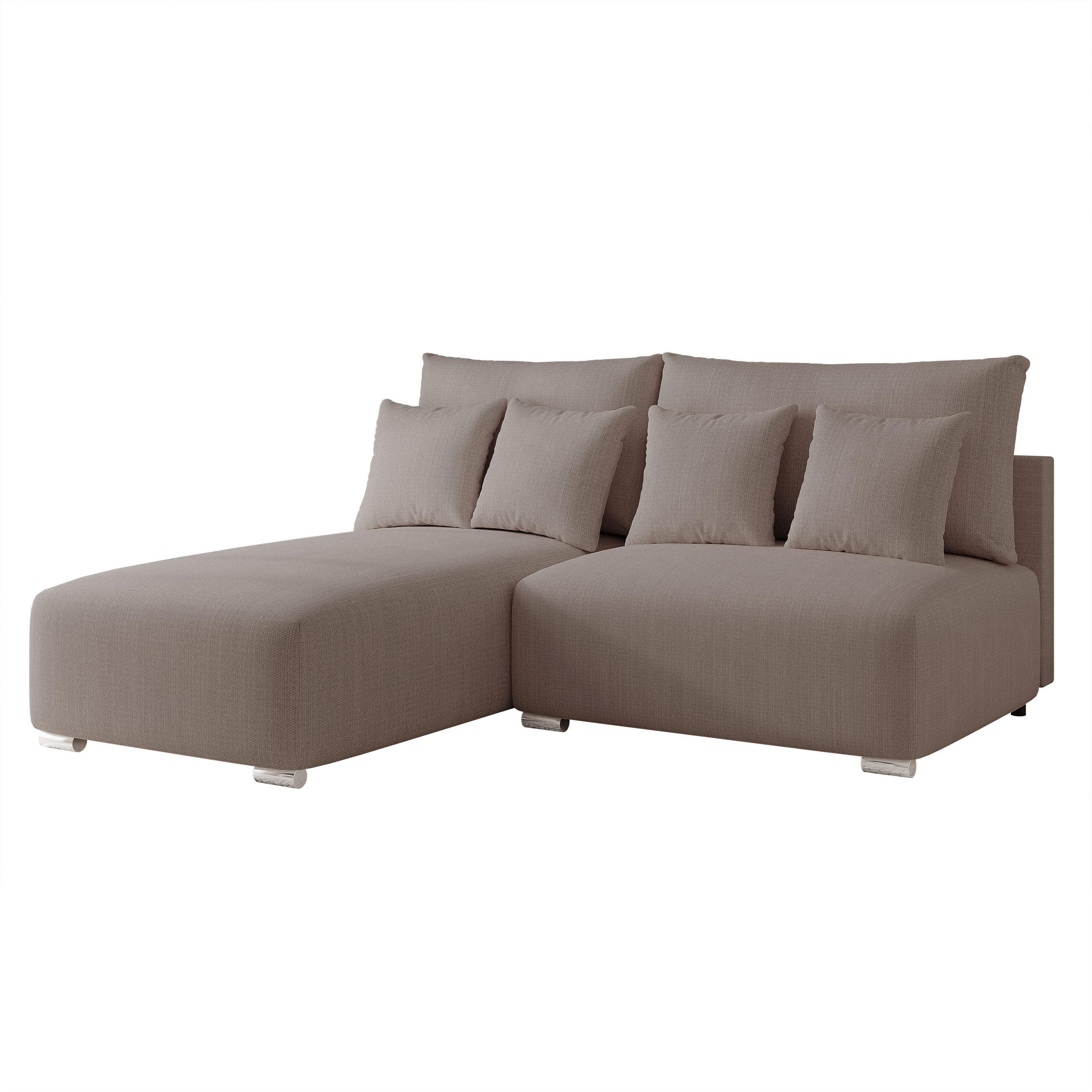 ECKSOFA ELVO mit Schlaffunktion und Bettkasten Dunkelbeige - Taupe, Holzwerkstoff/Kunststoff (208/190cm) - Idohome