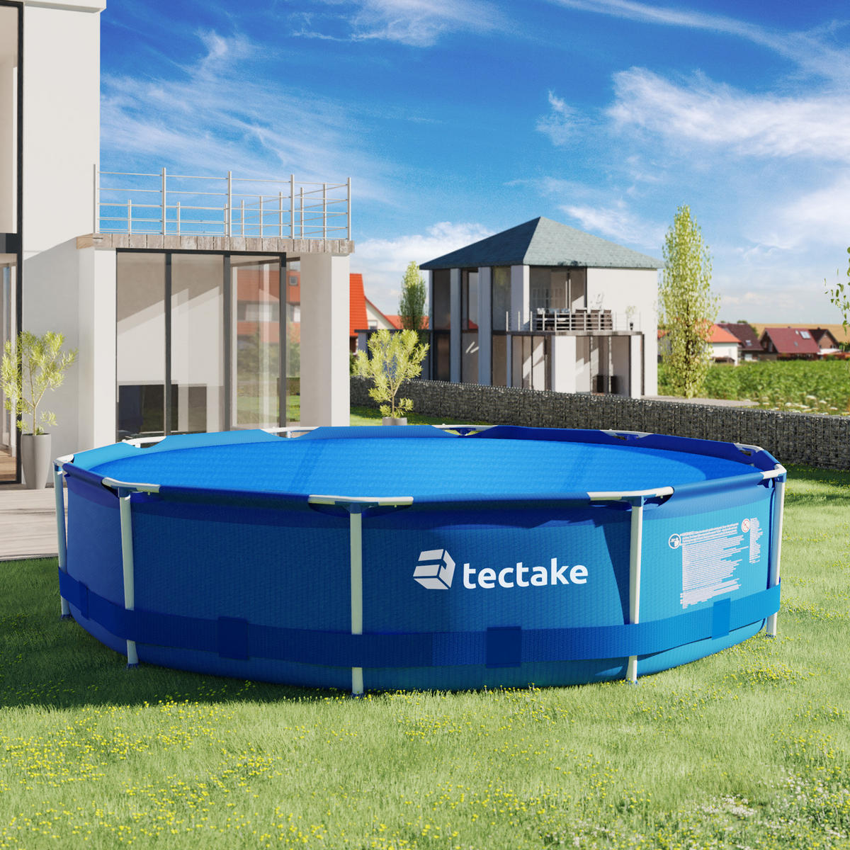 POOLABDECKUNG ,Durchmesser 300 cm,blau - Blau, Kunststoff (300/300cm) - tectake
