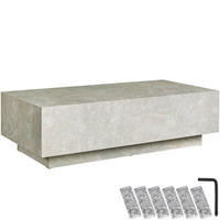 COUCHTISCH Lasley,inkl. Bodenschoner, Belastbarkeit 45 kg,Travertin Optik - Beige, Holz (60/120/35cm) - tectake