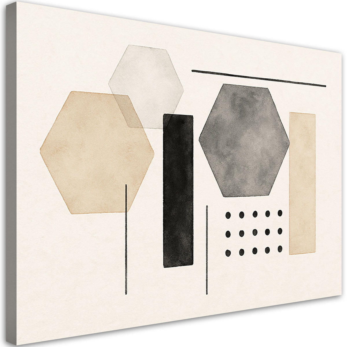 LEINWANDBILD Abstrakte Geometrie Minimalismus Beige Grau 60x40cm - Beige, Textil (60/40cm) - Feeby