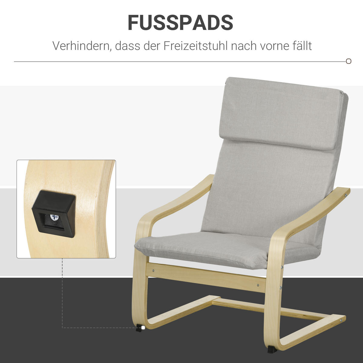 RELAXSESSELSET Hellgrau - Hellgrau, Kunststoff (80/99/66.5cm) - HOMCOM