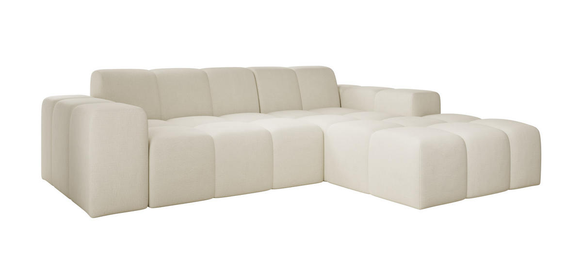 ECKSOFA Fogo ohne Schlaffuktion, L-Form, Sofa Rechts, Veloursstoff, 245x68x180 cm, Beige - Beige, Holz (245/180cm) - PROMETO Möbel
