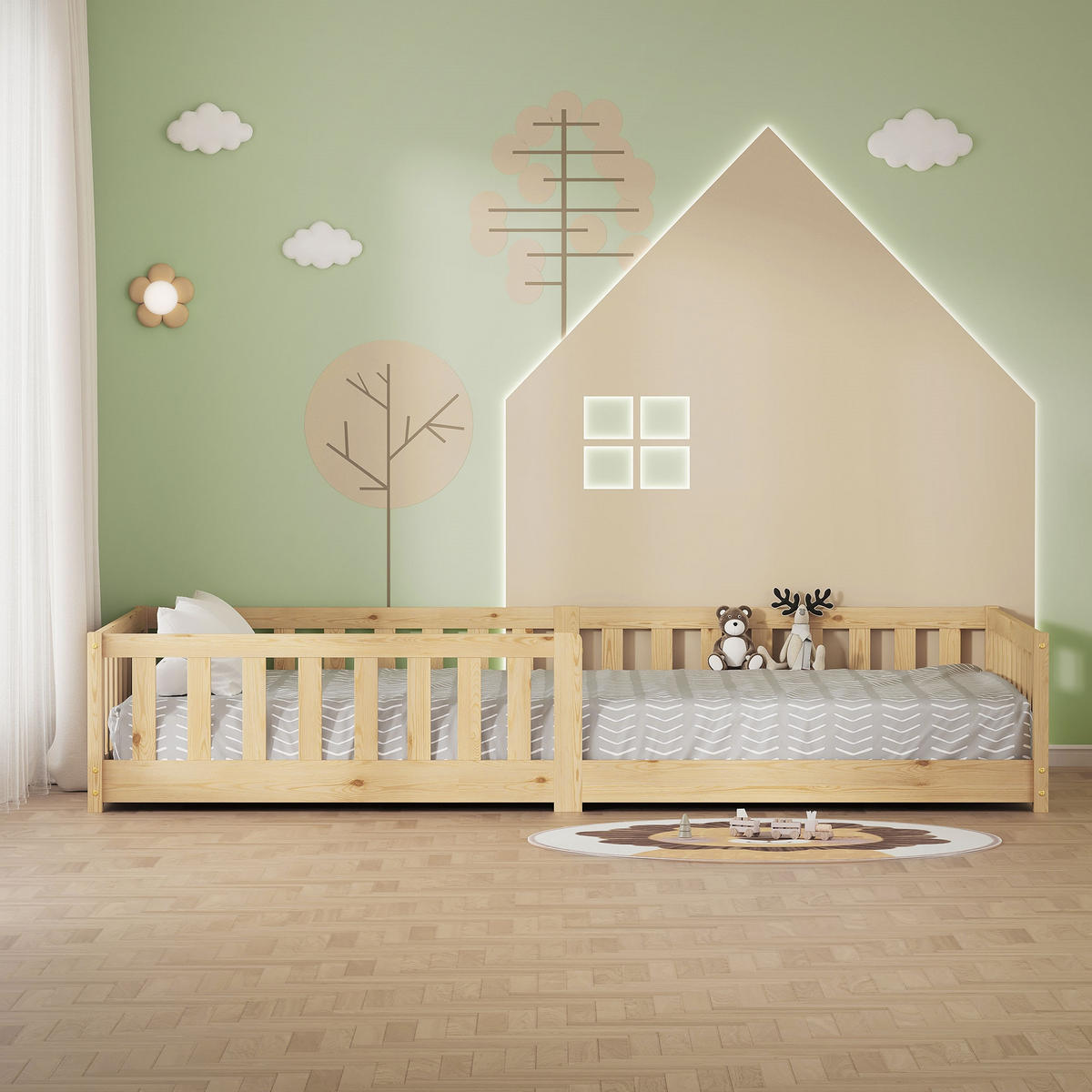 KINDERBETT 120x200 cm Natur aus Kiefernholz - Naturfarben, Holz (200/120cm) - ML-DESIGN