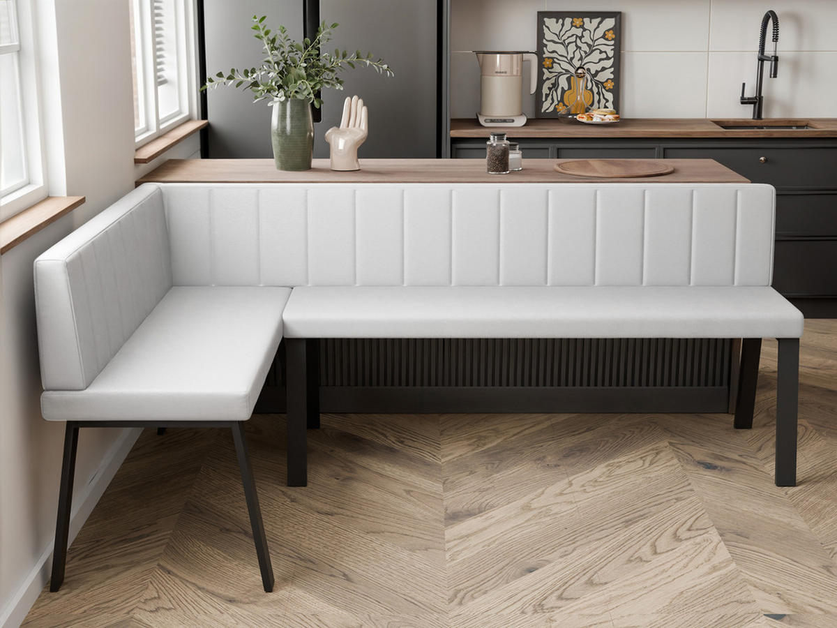 ECKBANK links MONO Y Kunstleder gesteppt, 142/196 cm Weiß - Weiß, Kunststoff/Textil (142/196cm) - Idohome