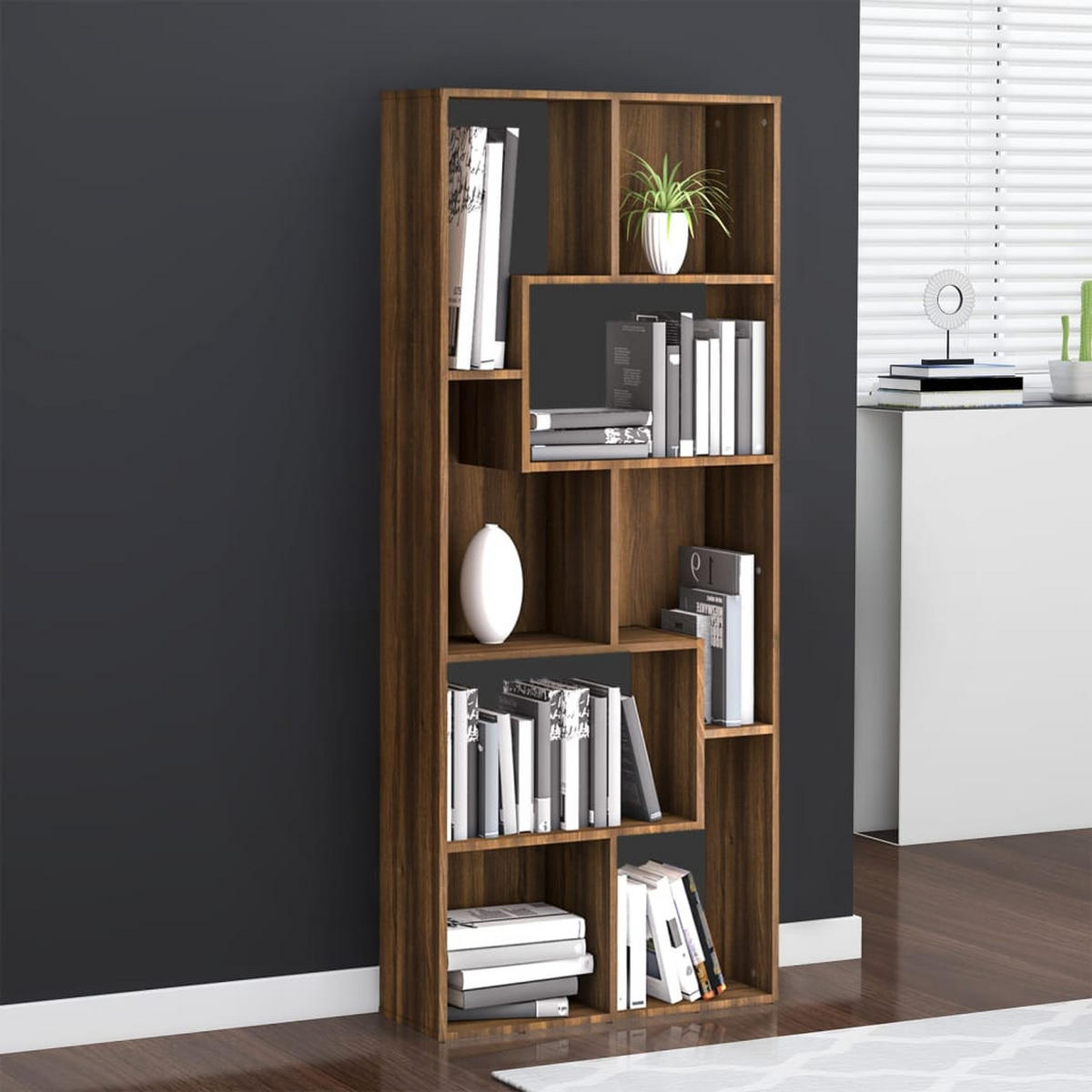 BÜCHERREGAL Modern 67/24/161 cm aus Holzwerkstoff Braun Eichen-Optik Dekor - Dunkelbraun, Holz (67/161/24cm) - vidaXL