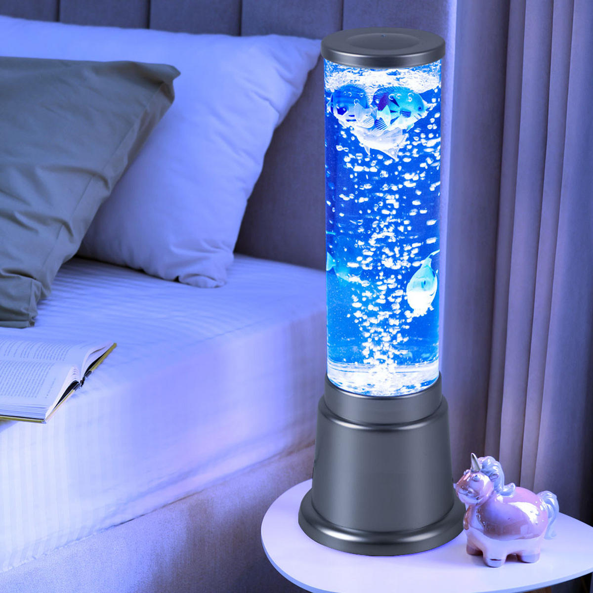 LED DEKOLEUCHTE Wassersäule Silber mit Farbwechsel - Silberfarben, Kunststoff (12.5/12.5/36cm)