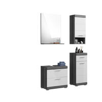 BADKOMBINATION 4tlg. Scout Bad in Rauchsilber Nachbildung und weiß hochglanz B/H/T: 112x191x34 cm - Anthrazit, Holz (112/191/37cm)