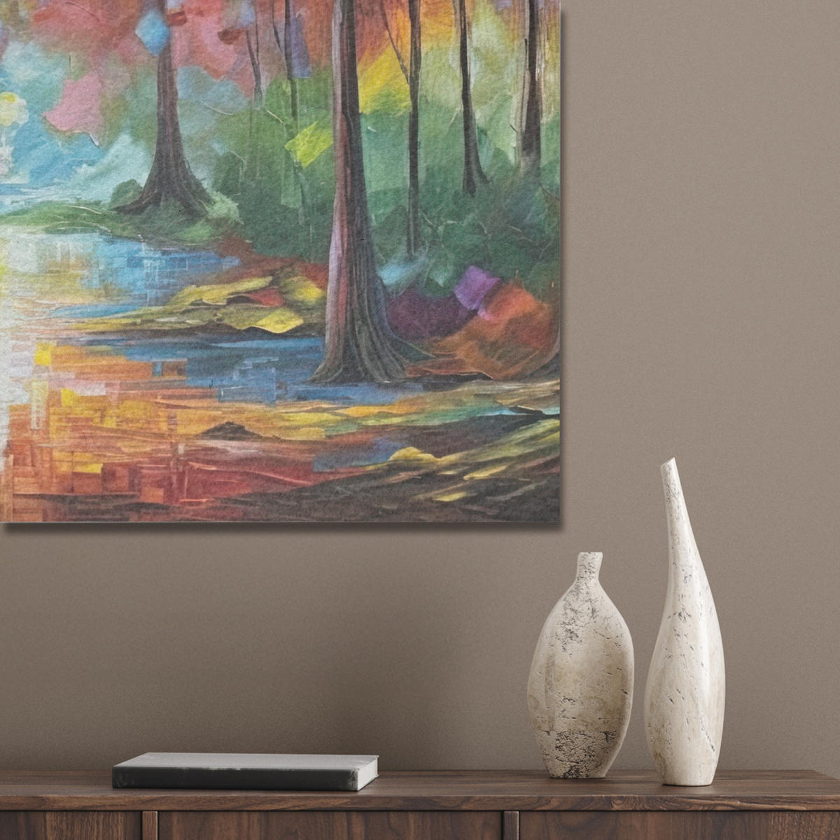 AKUSTIKBILD Landschaft - Wald - Farben - Natur Akustikpaneele 80x80 cm - Multicolor, Kunststoff (80/80/0.9cm) - MuchoWow