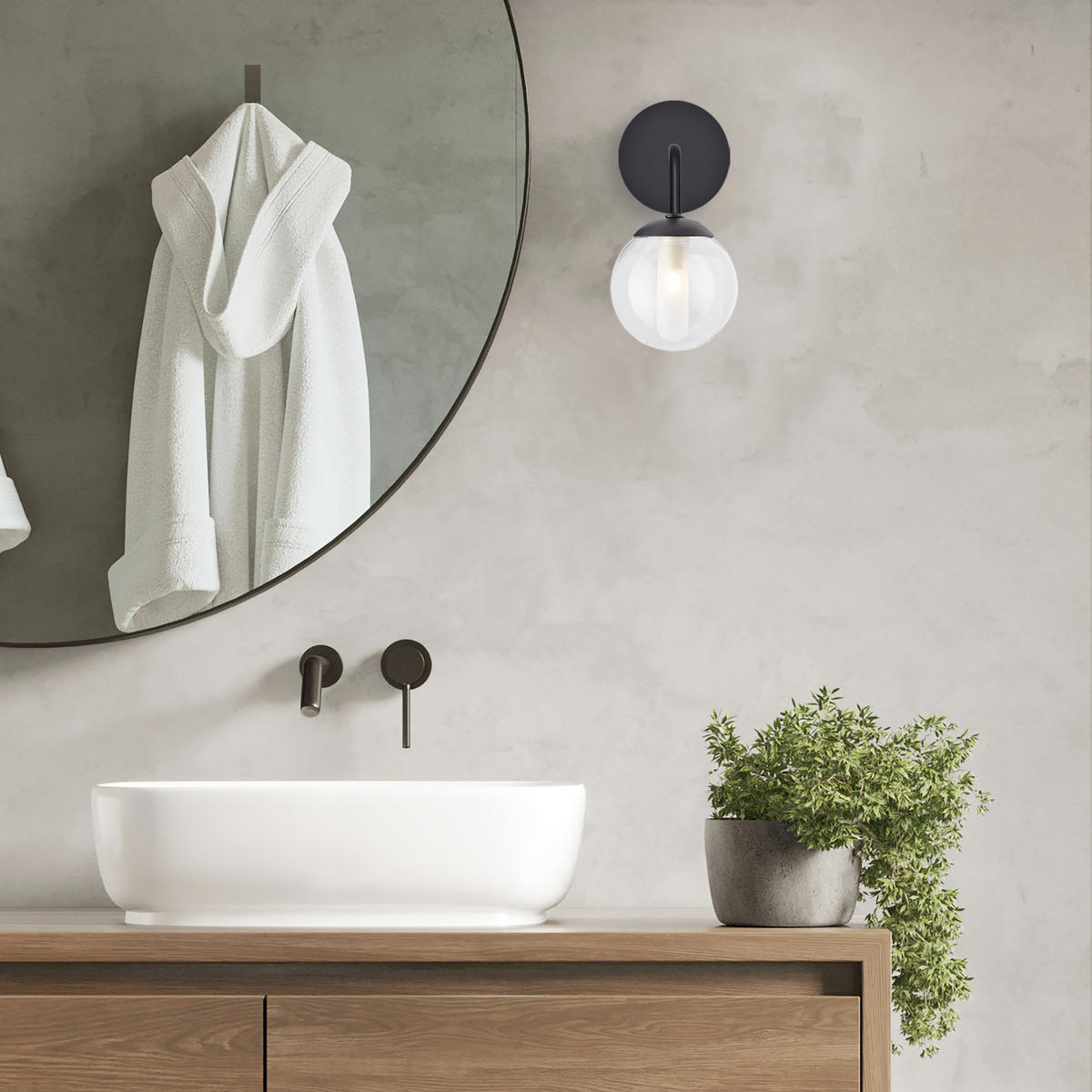 WANDLEUCHTE Gitse 99906/76 - Schwarz, Metall (12/23/27.6cm) - Brilliant