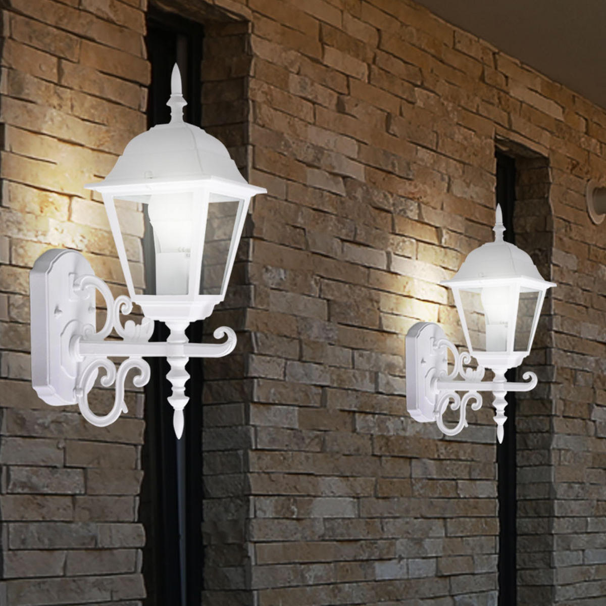 LED AUSSENWANDLEUCHTE Laterne Alu Weiß - Weiß, Glas (24.5/18.5/44.5cm)