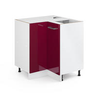 UNIVERZÁLNA ROHOVÁ SKRIŇA R-Line Bordeaux vysoký lesk 75.6 cm s dvierkami, bez pracovnej dosky - bordová, kompozitné drevo (75.6/81.6/46cm) - Vicco