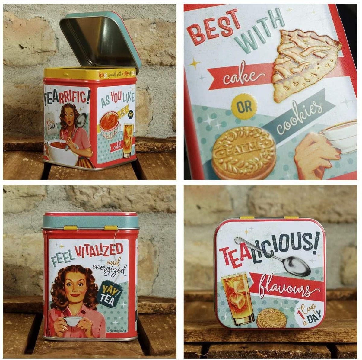TEEDOSE Say it 50's Tealicious & Tearrific - Multicolor, Metall (1/9.5cm) - Nostalgic-Art