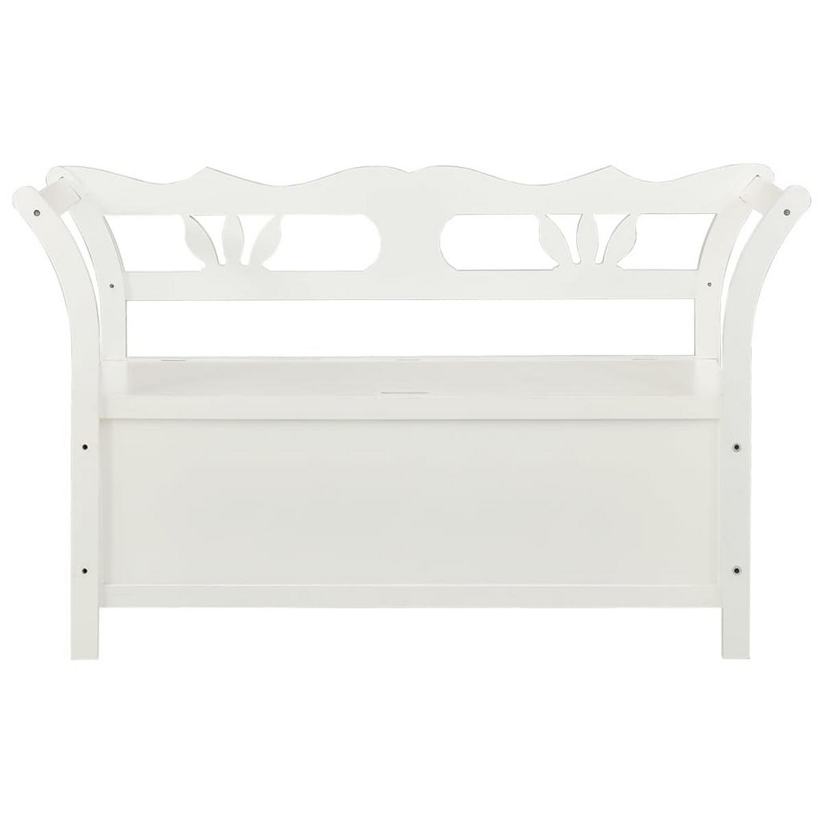 AUFBEWAHRUNGSBANK mit Rückenlehne, 107/45/75/5 cm, aus Massivholz Tanne, in Weiß - Weiß, Holz (107/75.5/45cm) - vidaXL