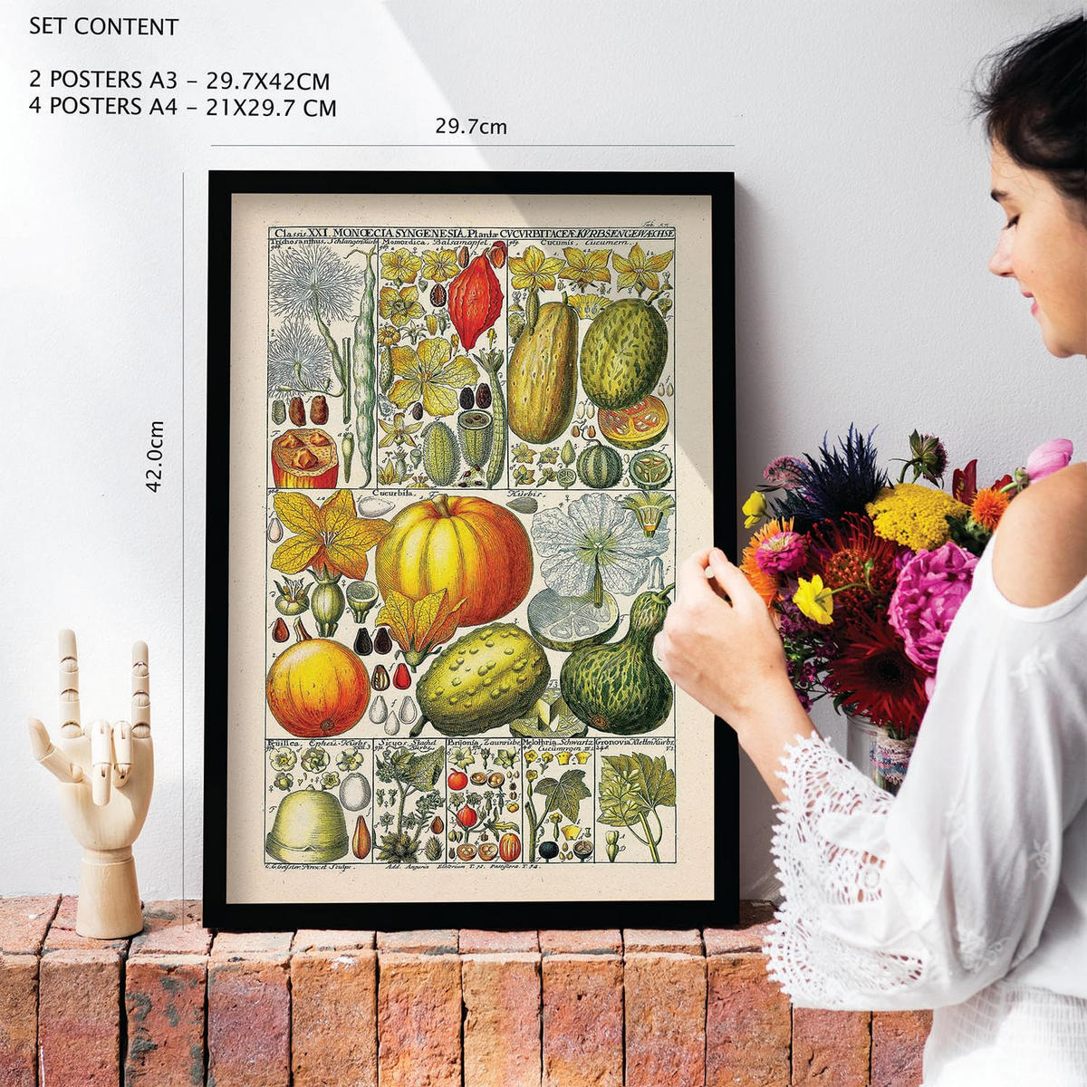 POSTER Set Mit 6 Mischen In Vintage A3 & A4 Weißer Rahmen - Weiß, Papier (29/3cm) - Nacnic