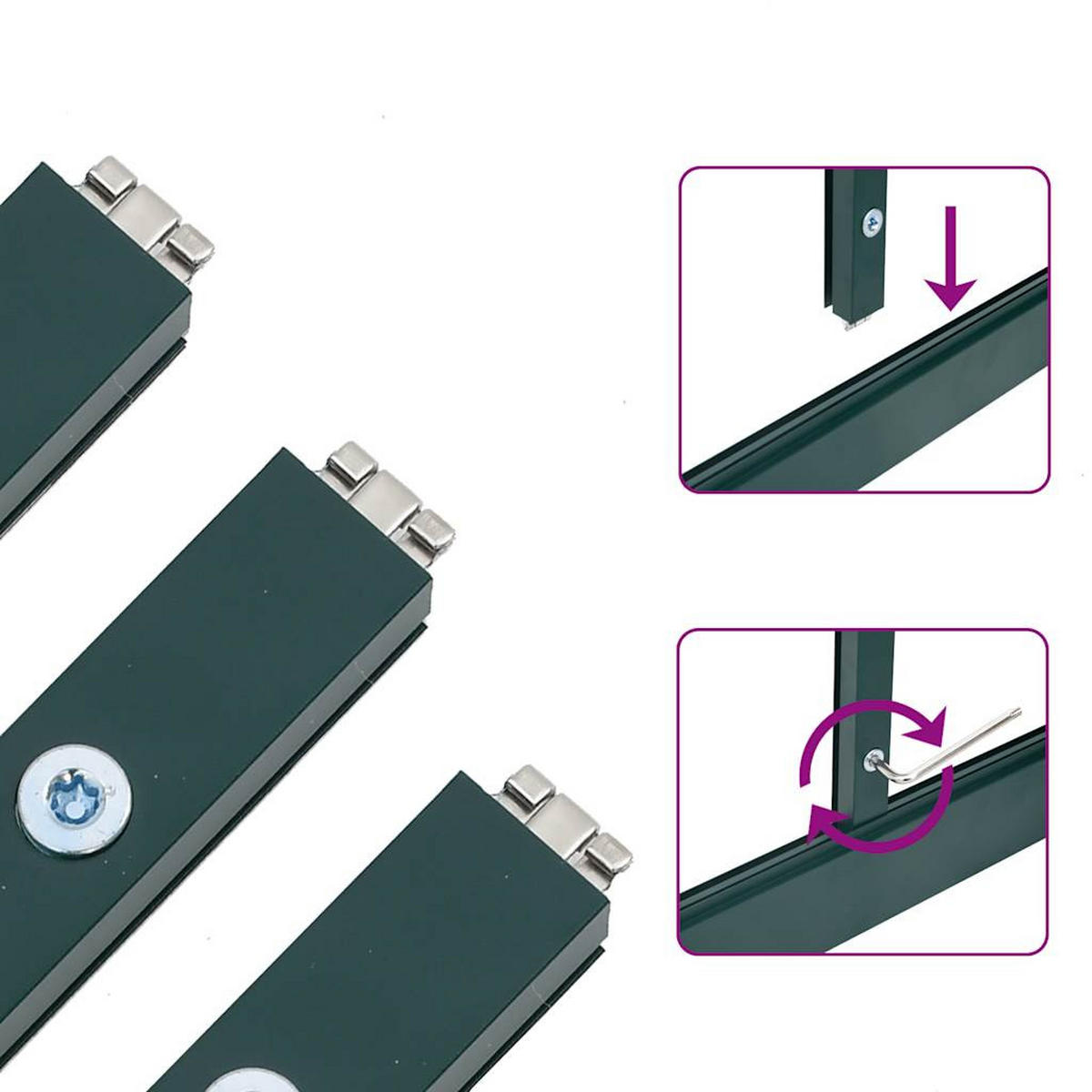 GEWÄCHSHAUS mit Fundamentrahmen 169/58/202 cm, aus Aluminium, Grün - Grün, Metall (58/202/169cm) - vidaXL