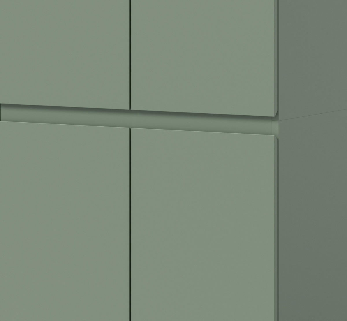 MEHRZWECKSCHRANK grün 70 x 175 cm, Stauraumschrank 4-türig mit 9 Fächern - Schwarz/Grün, Holzwerkstoff/Kunststoff (70/175/37cm) - Inn.Furn