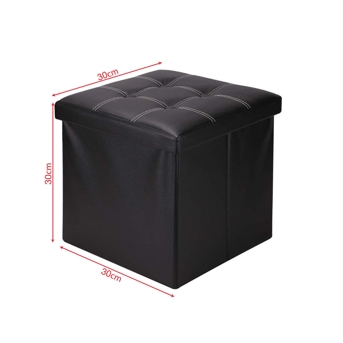 FUSSHOCKER Schwarz 30/30/30 cm - Schwarz, Textil (30/30/30cm) - Mobili Rebecca