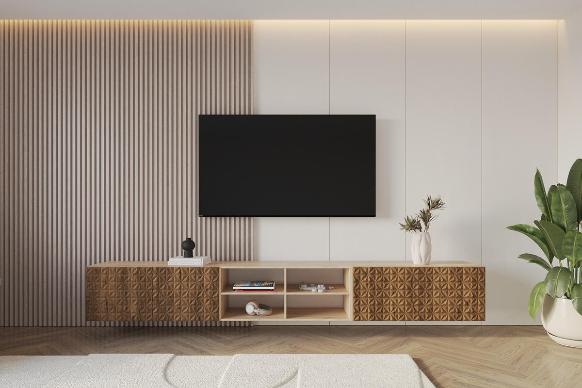 LOWBOARD VIRA-W 3x100x40x41 cm - Artisan / Katania - Eiche Wotan, Holzwerkstoff (300/40/41cm) - ALTDECOR