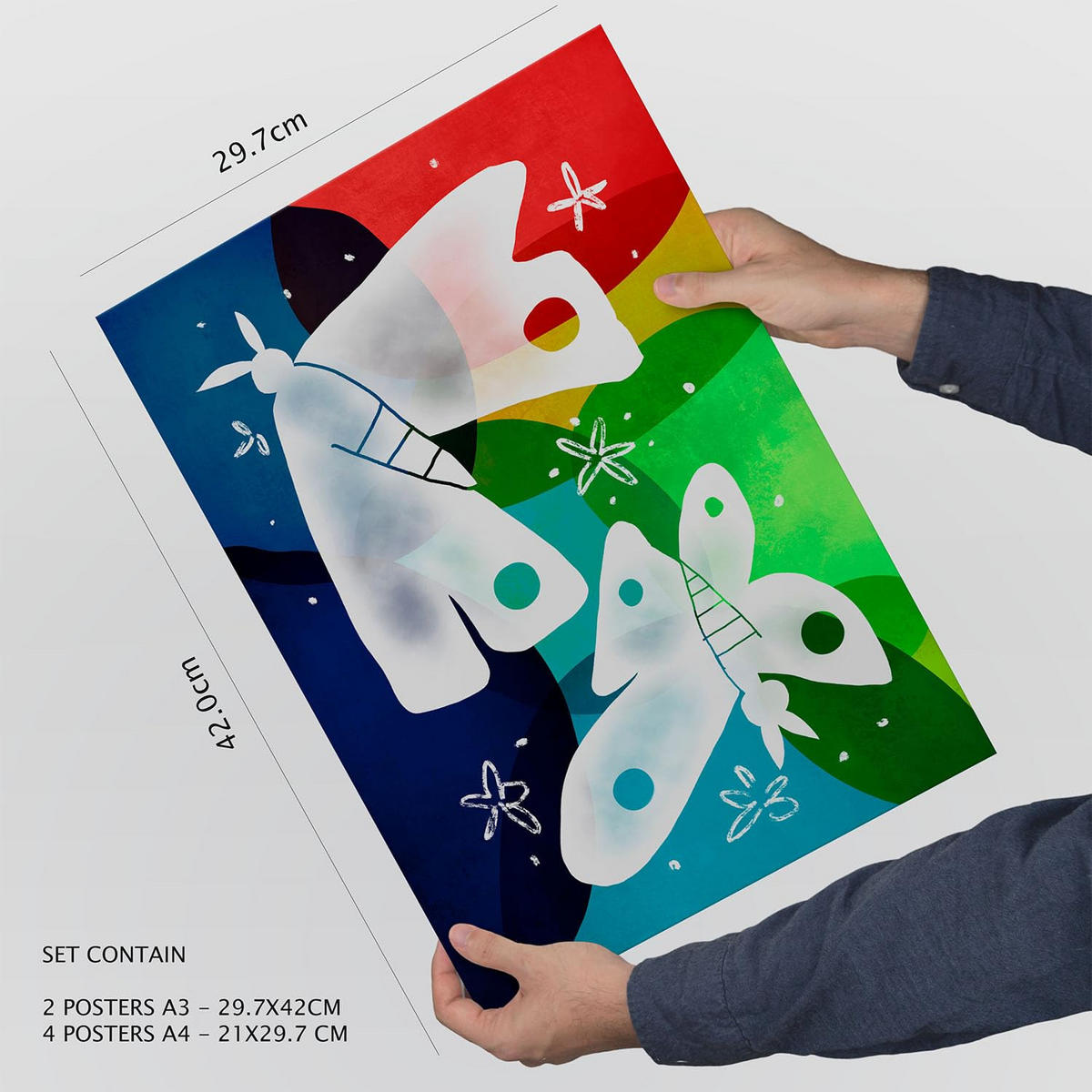 POSTER Set Mit 6 Flügel Der Liebe 1 In Tiere Zusammenfassungen A3 & A4 Rahmenlos - Klar, Papier (29/3cm) - Nacnic