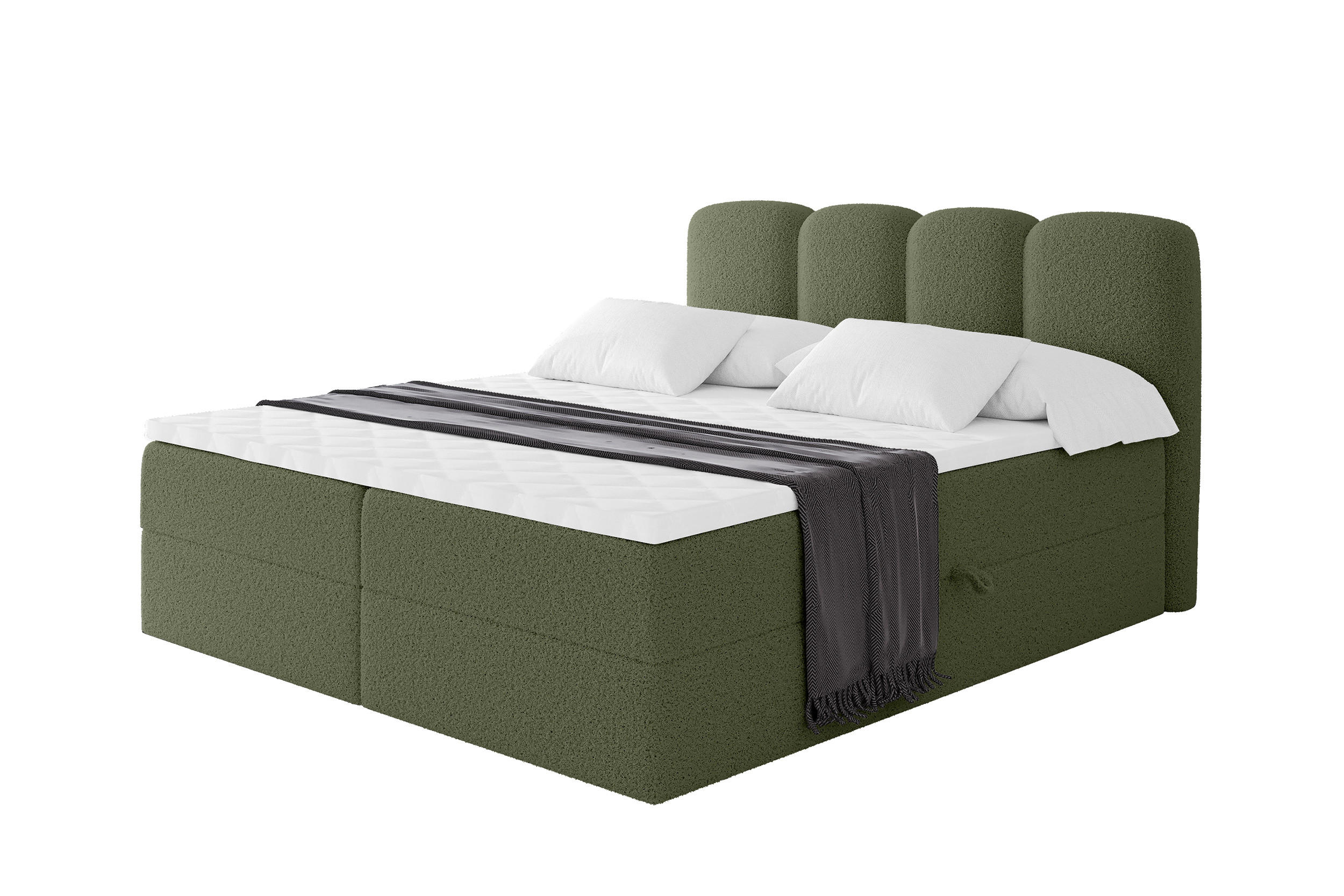 BOXBETT mit Matratze H4 - NINA - 180x200 cm Grün - Dunkelgrün, Holzwerkstoff (180/200cm) - ALTDECOR