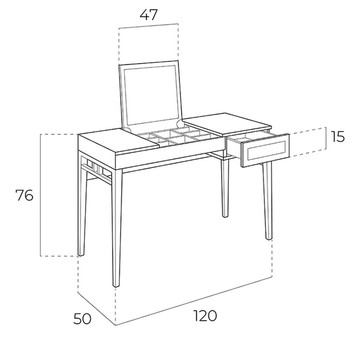 SCHMINKTISCH Schminktisch aus grauem Holz und Nussbaumholz mit Spiegel 120/50/76 cm - Nussbaumfarben/Weiß, Holz (120/76/50cm) - ANGEL CERDA