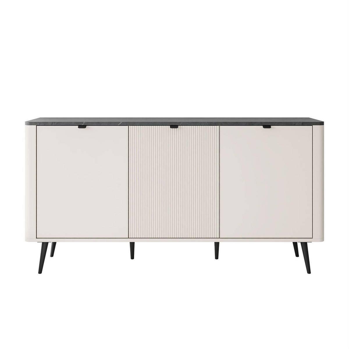 KOMMODE für das Schlafzimmer AUTUMN 3D mit geriffelter Front, Kaschmir / Grauer Stein - Beige, Holzwerkstoff (160/82/40cm) - Lookway