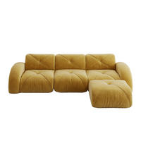 ECKSOFA 281/171/76 cm Gelb Chenille mit 1 Fußhocker, rutschfeste Unterseite - Gelb, Textil (281/171cm) - Oxeza