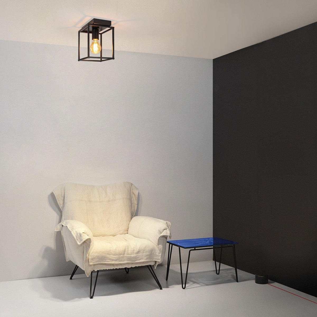 DECKENLEUCHTE Nyxandra 15/15/19.5 cm - Schwarz, Metall (15/15/19.5cm) - ZMH