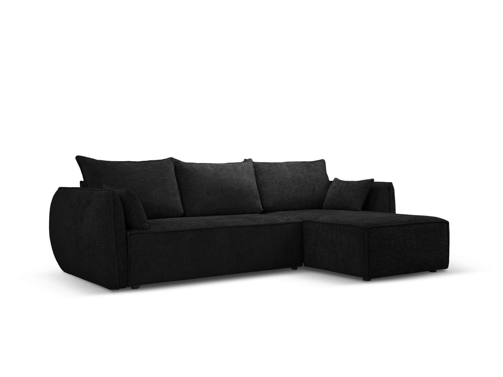 AUSKLAPPBARES-ECKSOFA rechts mit Container Kaelle aus Chenille-Stoff schwarz 4 Sitzplätze - Schwarz, Textil (165/252cm) - Micadoni