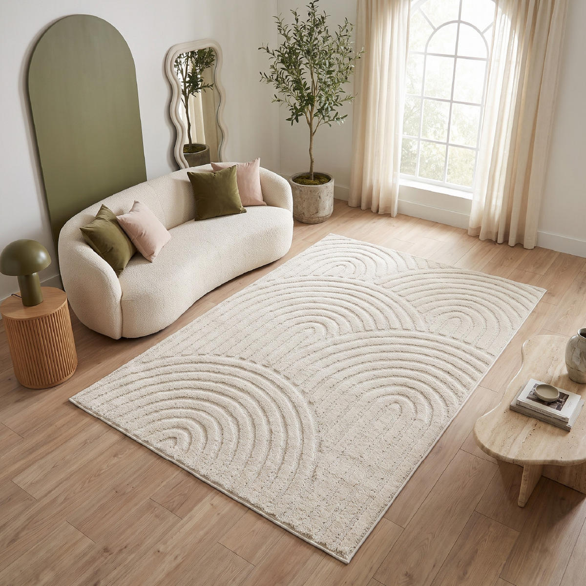 KURZFLORTEPPICH LINEA creme Wellenmuster 3D-Struktur 200/300 cm - Creme, Textil (200/300cm) - Tapiso