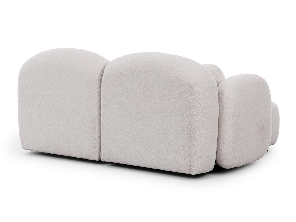 ECKSOFA Nuvola mit abgerundetem Design Weiß Bouclé-Stoff - Ottomane Links - Schwarz/Weiß, Holz/Kunststoff (190/146cm) - S-Style Möbel
