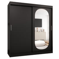 SCHWEBETÜRENSCHRANK 200/180/62 2-türig - Silberfarben/Schwarz, Holz (180/200/62cm) - MÖBEL KRYSPOL
