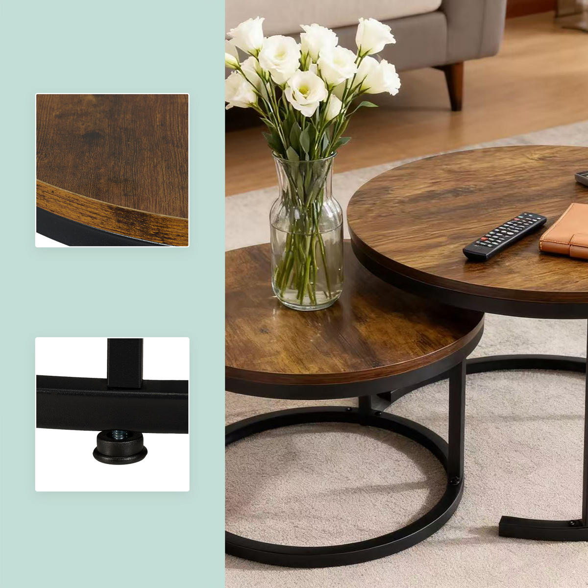 2-TLG.SATZTISCH-SET - Multicolor, Holzwerkstoff/Kunststoff (70/70/45cm) - Relaxdays