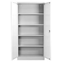 STAHLSCHRANK Bee mit 7 lackierten Fachböden 195x92x50 cm Korpusfarbe Lichtgrau Frontfarbe Verkehrsweiß - Weiß, Metall (92/195/50cm)