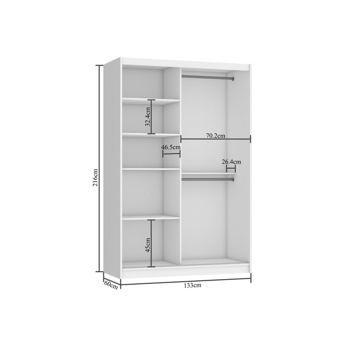 SCHWEBETÜRENSCHRANK Verona MSE, Schwarz Matt, 133 cm, mit Spiegel - Schwarz, Holz (133/216/60cm) - B BELINI GROUP