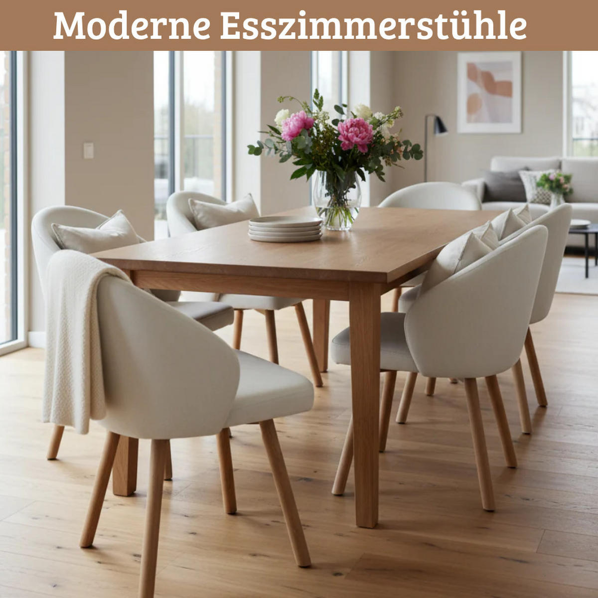 ESSZIMMERSTÜHLE 2er-Set ERIK Stoffbezug Beige Eichenholz - Beige, Eichenholz/Holz (47/85/47cm) - DELUKE