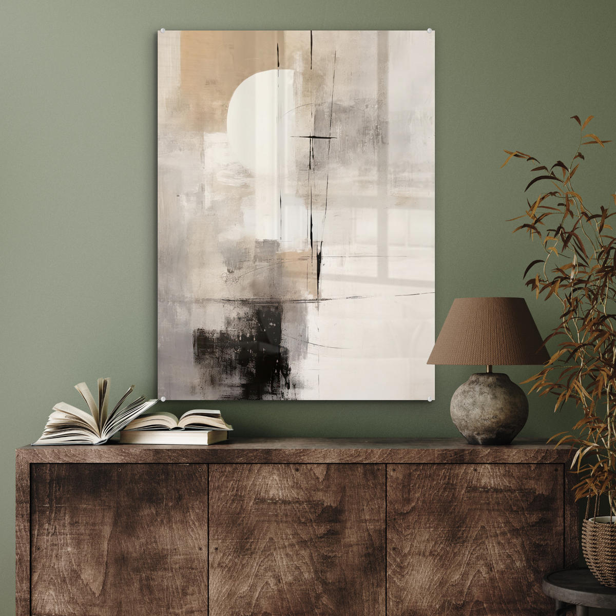 ACRYLGLASBILD Abstrakt - Kunst - Grau 60x80 cm - Hellgrau, Glas (60/80cm) - MuchoWow