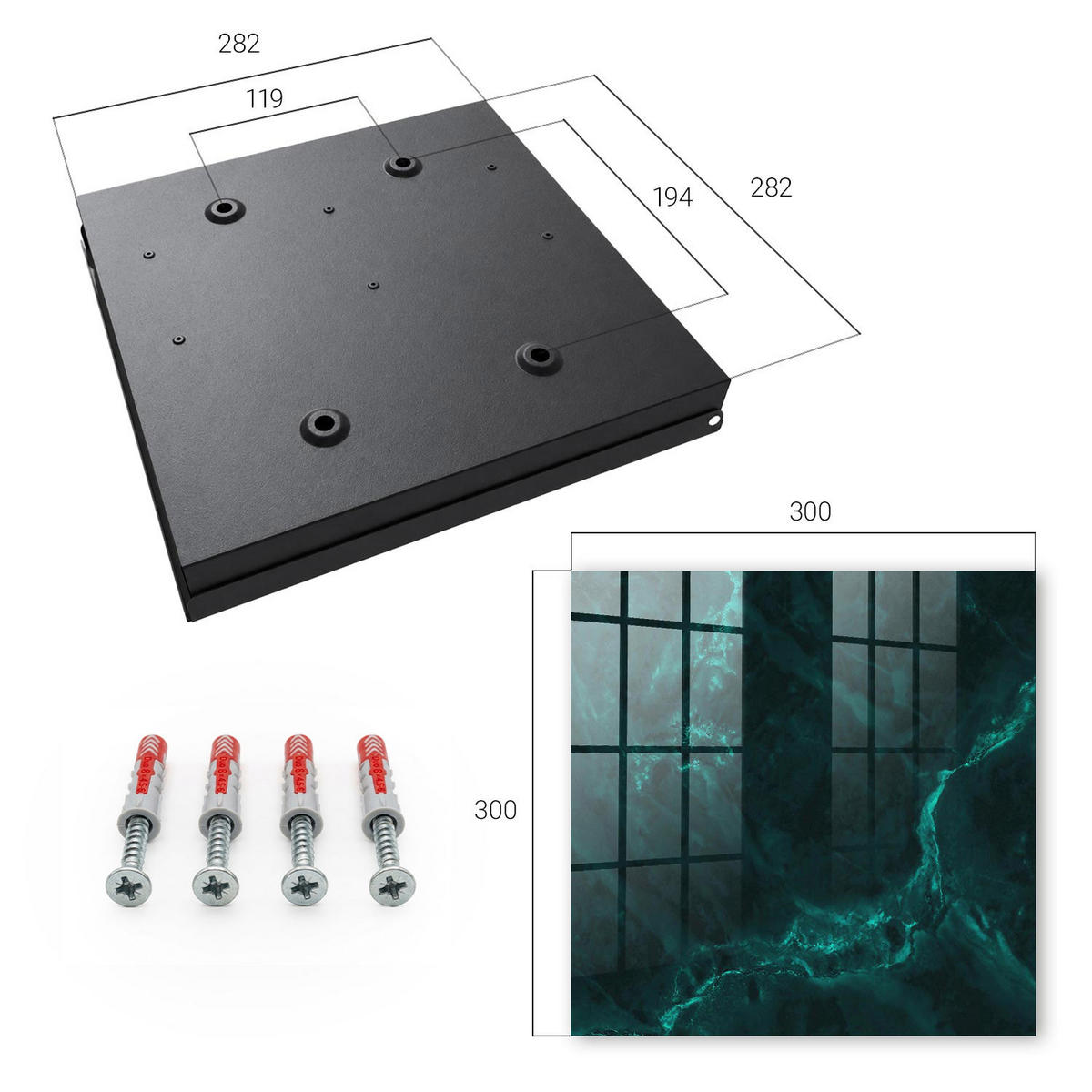 SCHLÜSSELBOX Schwarz 30x30 cm- Türöffnung nach rechts - Grüntiefe - Grün, Metall (30/30/5cm) - TULUP