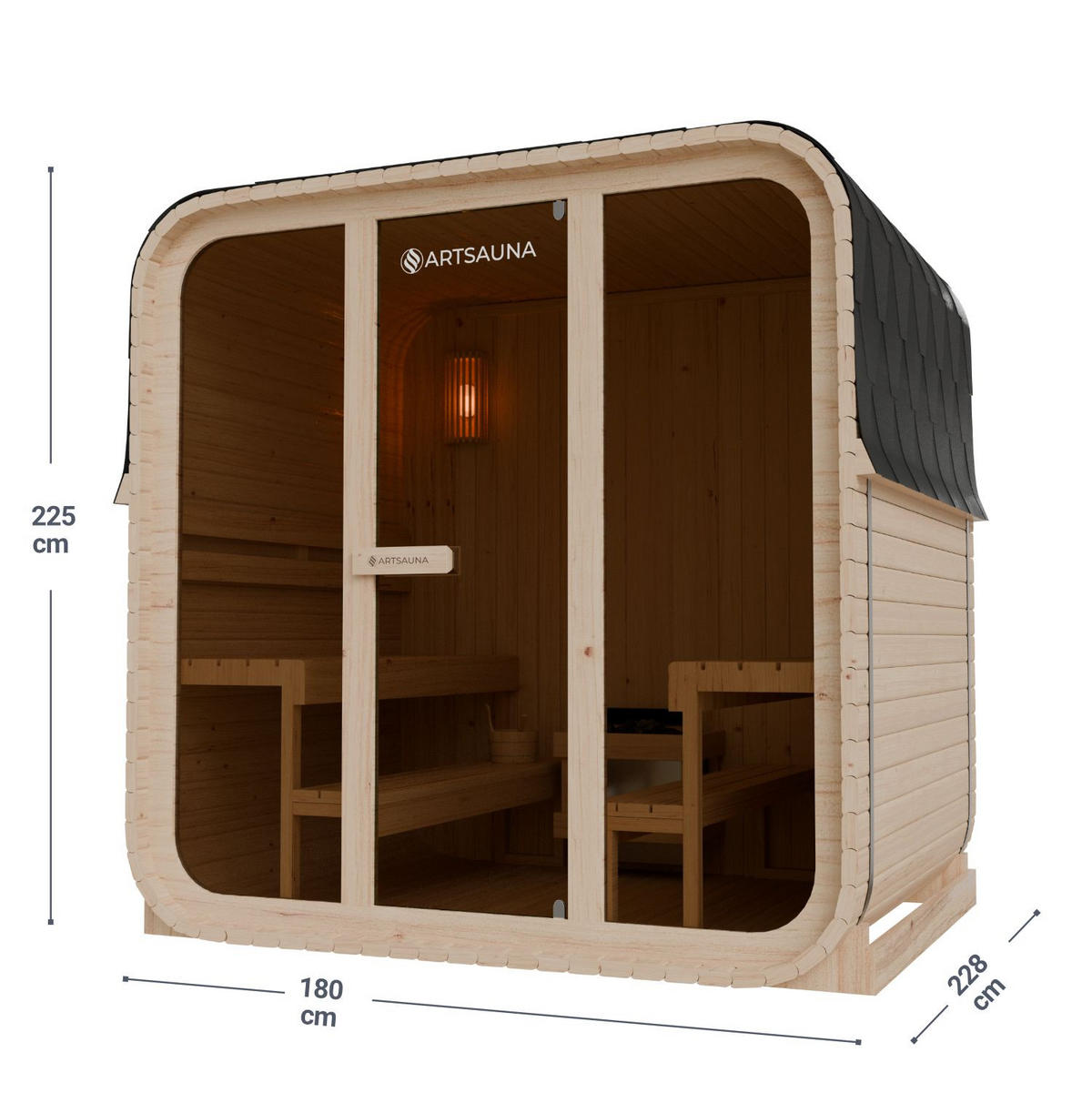 FASSSAUNA Fjora L 9 kW Saunaofen (6 Personen) - Naturfarben, Holz (228/225/180cm) - Artsauna