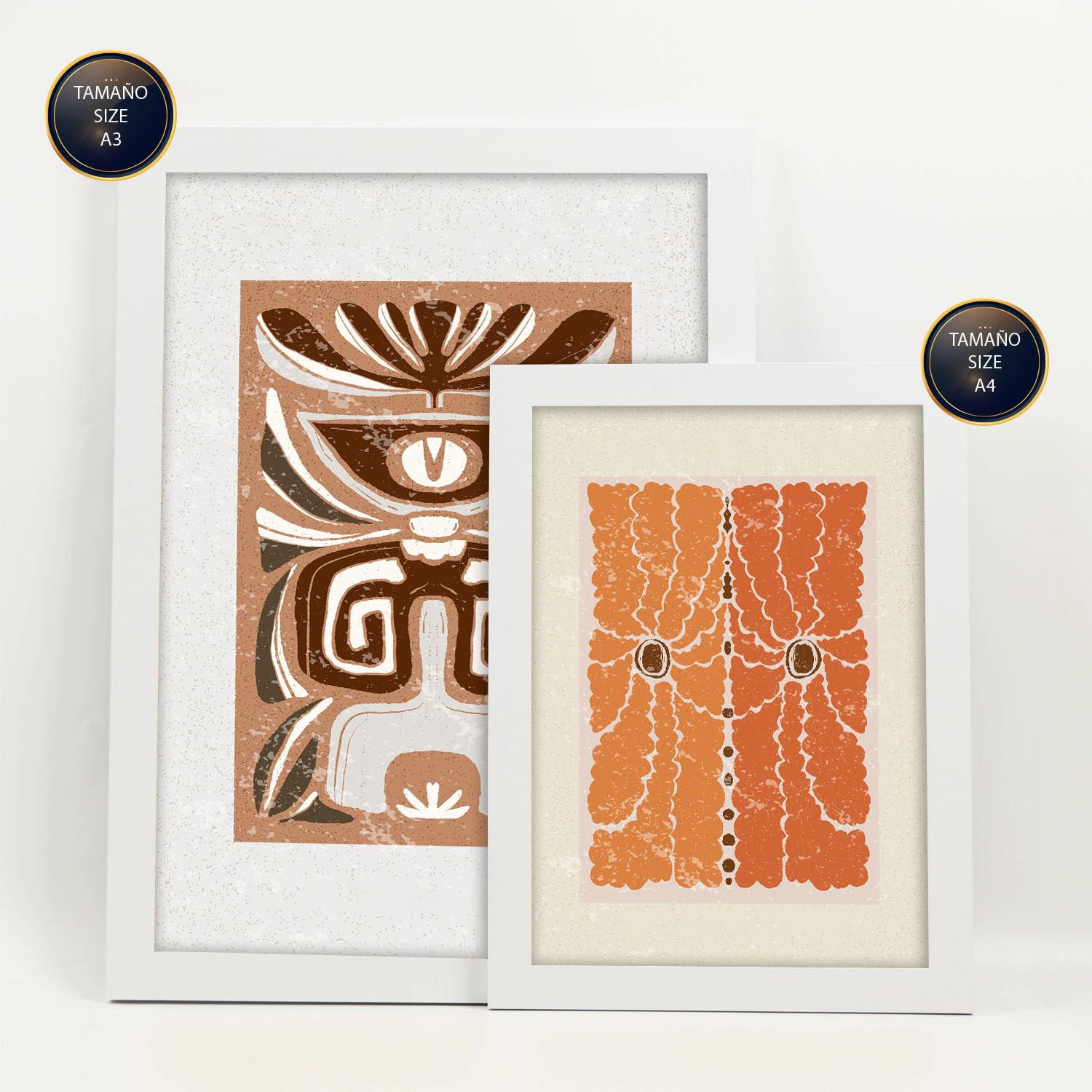 POSTER Set Mit 6 Rustikalen In Ethnischen Style Printkollektionen Dekorative Rahmen Für Ihr Wohnzimmer Zuhause Wandkunstdruck A3 & A4 Weißer Rahmen - Weiß, Papier (29/3cm) - Nacnic