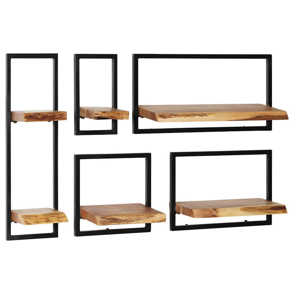 WANDREGAL-SET 5-Tlg. Akazienholz Massiv Und Stahl - Braun, Holz (35/75/65cm) - vidaXL