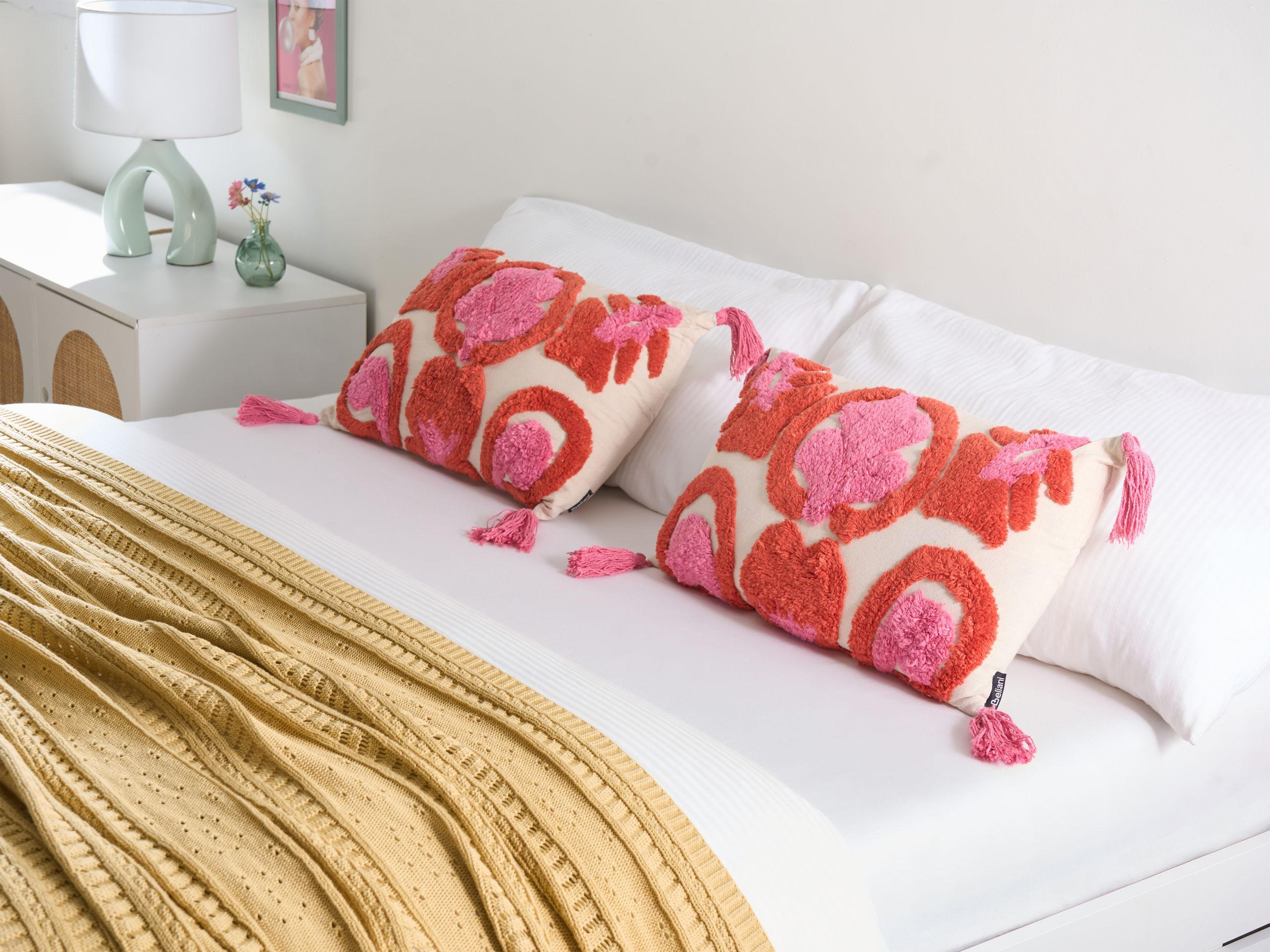 DEKOKISSEN 2er-Set Rosa 30/50 cm Fraksinus - Pink/Rot, Textil (50/30cm) - Beliani