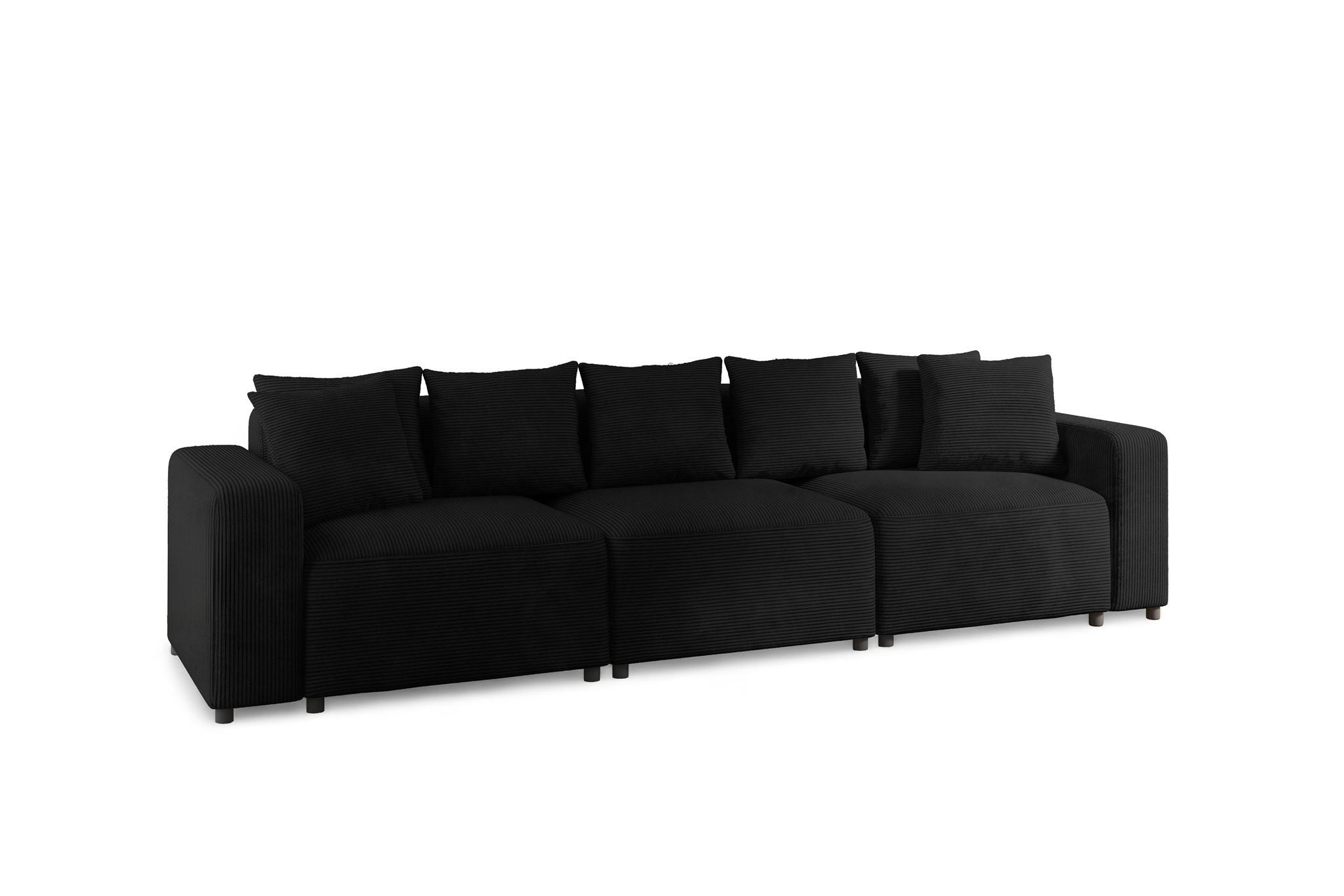 SOFA Megan 3-sitzer In Poso - Schwarz, Holzwerkstoff/Textil (327/75/98cm) - Fun Möbel
