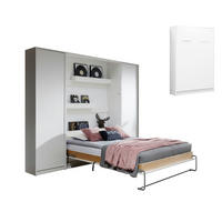 SCHRANKBETT Wandklappbett vetikal VB140x200 mit 2 Schränken - 3-tlg. - Weiß-Matt - Weiß, Holzwerkstoff (140/200cm) - QMM TraumMöbel