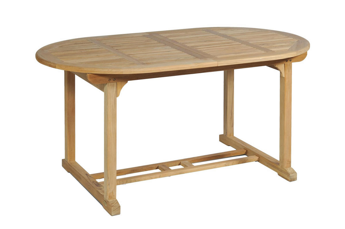 GARTENTISCH Malte ausziehbar oval Ausziehtisch - Braun, Holz (160/95/75cm) - DELUKE