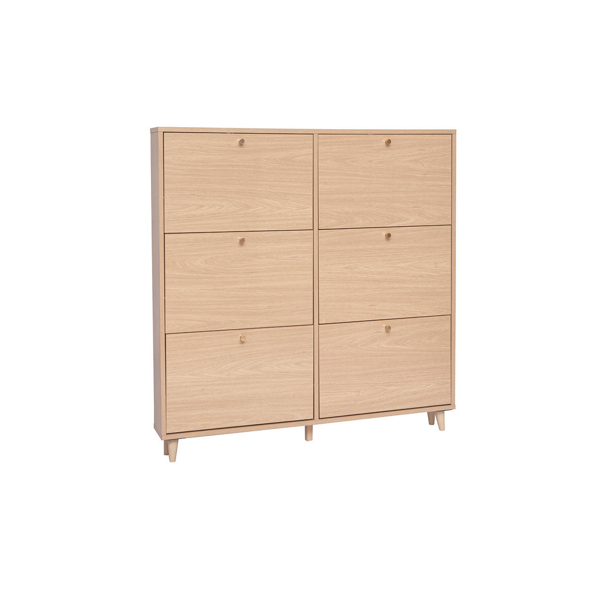 SCHUHSCHRANK Helles Holzdekor Eiche B126 cm SILVESTRE - Eiche Bianco, Holz (17/129.3/126.6cm) - Miliboo