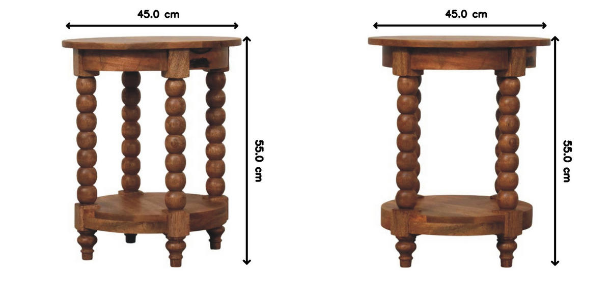 BEISTELLTISCH Golden-Teak-Finish, 1 offenes Regal in der Mitte, Braun - Braun, Holz (45/45/55cm) - Artisan Furniture