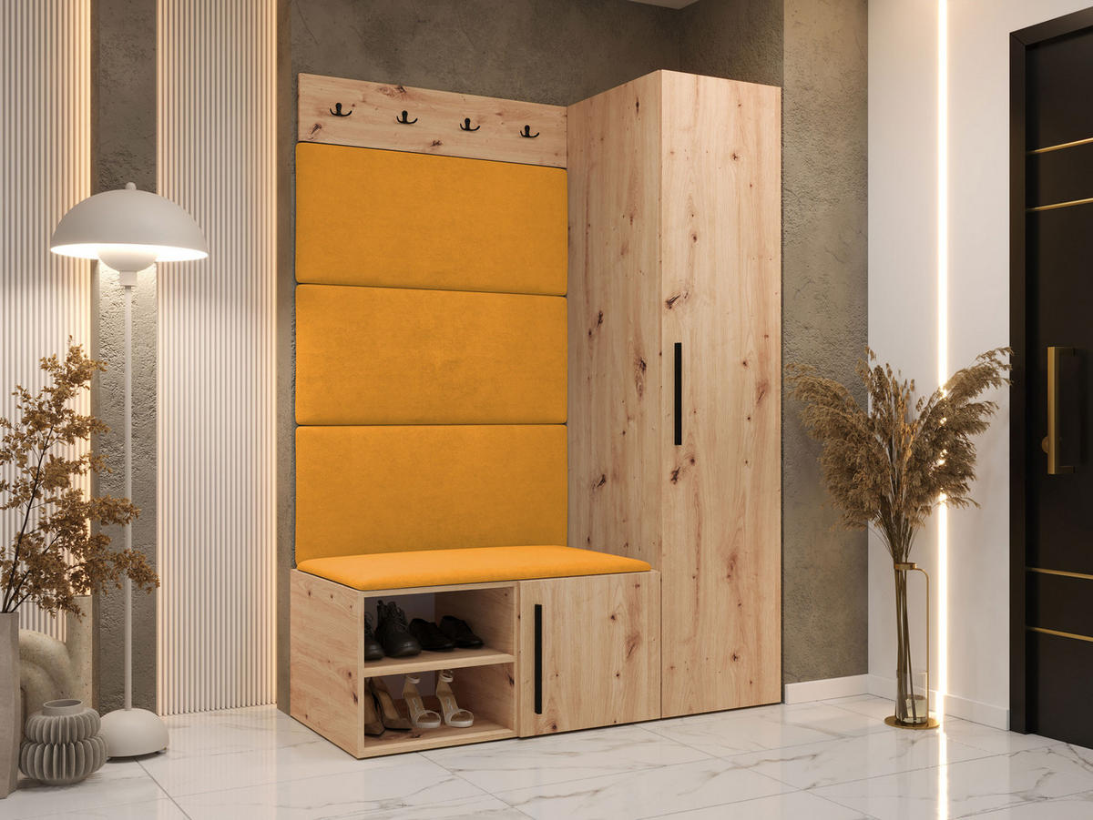 GARDEROBEN-SET Medi II - Schwarz/Orange, Holzwerkstoff/Kunststoff (40/191/50cm) - MIRJAN24