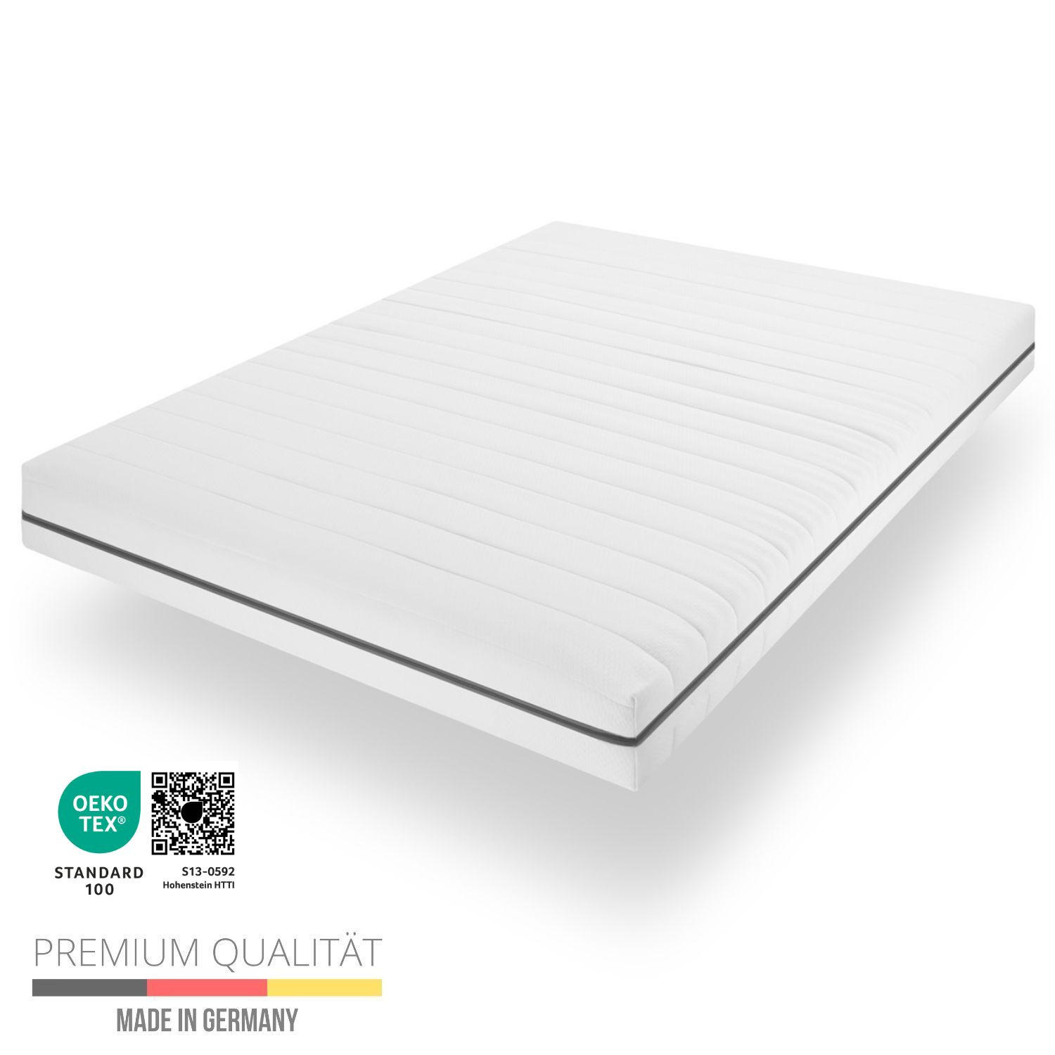 MATRATZE 70x200 H2H3 Wendematratze, 7-Zonen Kaltschaummatratze 70x200 - Öko Tex zertifiziert - waschbarer Bezug - Weiß, Textil (70/200cm) - Sleepneo
