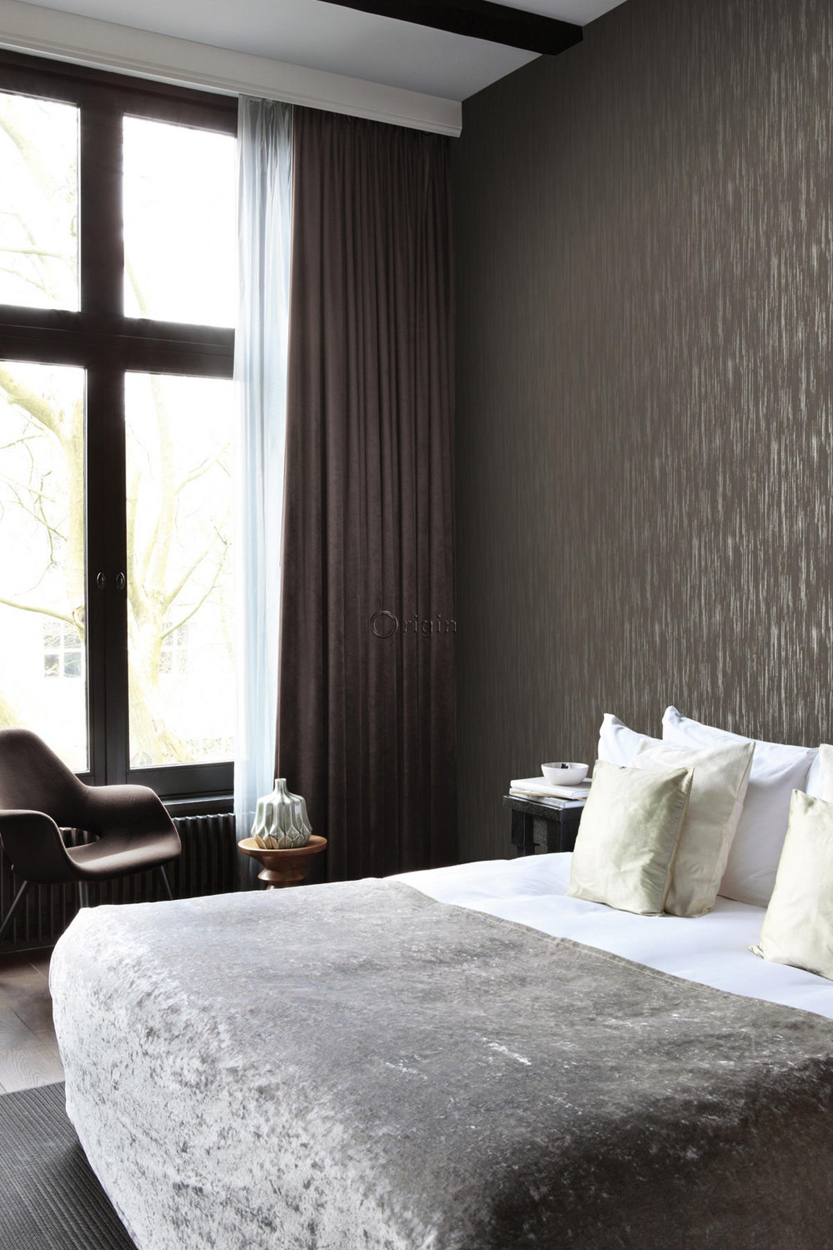 TAPETE feine Streifen 53 cm x 10.05 m - Goldfarben, Papier (53/1000cm) - Origin Wallcoverings